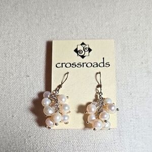 Knitted Silk Freshwater Pearl Cluster Sterling Silver Earrings